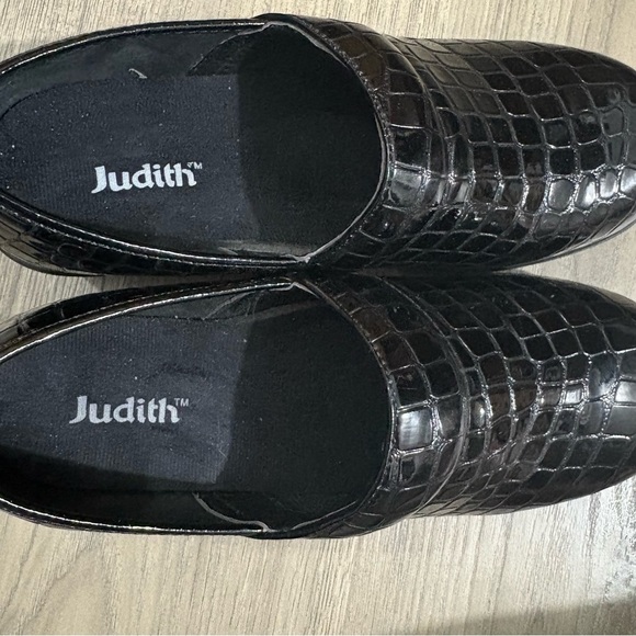 Judith Slip Resistant Mule Clogs Nurse Comfort Black Croc Patent Leather Sz 8.5 - Picture 4 of 10
